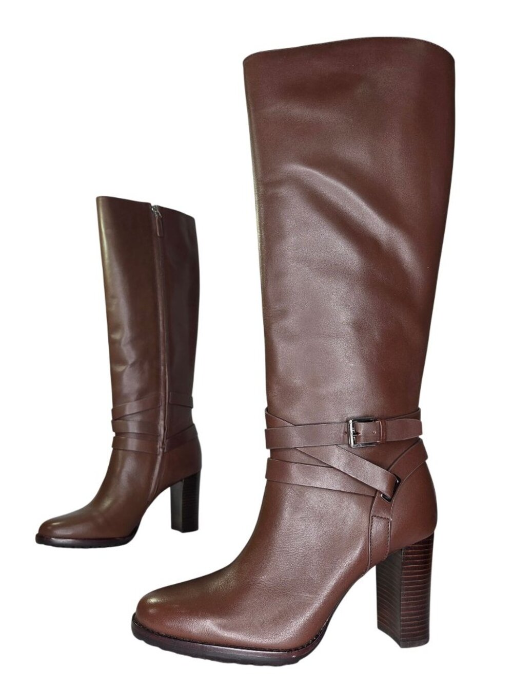 Lauren Ralph Lauren Collins Calfskin Tall Boot Heels, Size 8.5 B - Picture 2 of 6